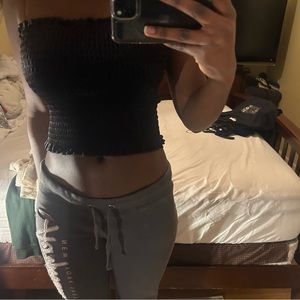 Black Strapless Smocked Top